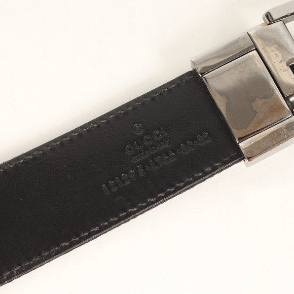 GUCCI Reversible Square Buckle GG Canvas and Leather Belt, Size 32 (121295), ...